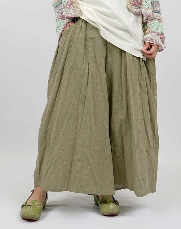 
                  
                    Load image into Gallery viewer, 綿麻シャンブレーギャザーパンツ / BEH01094WA
                  
                