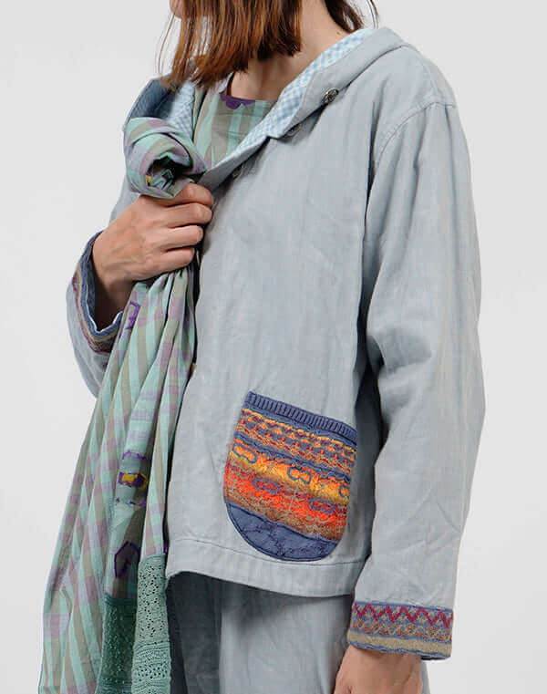 
                  
                    Load image into Gallery viewer, 綿麻リバーシブルフーディージャケット / BEH01054WA
                  
                