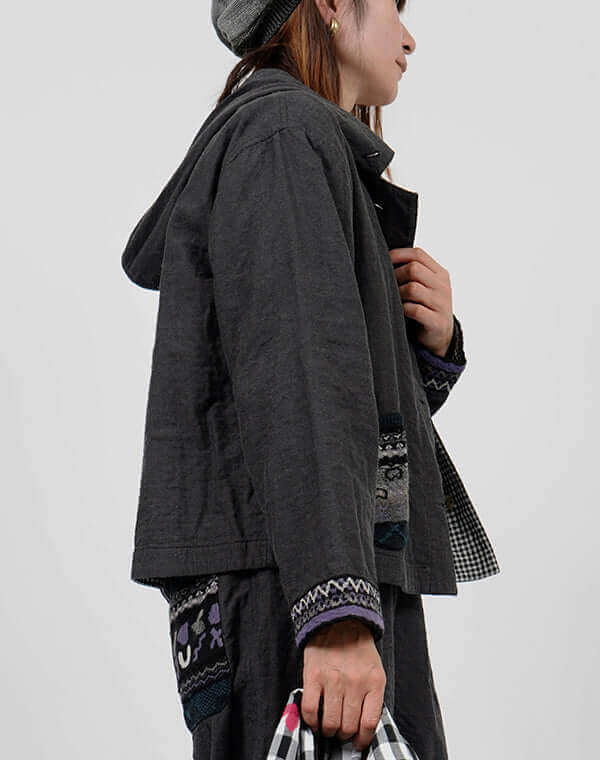 
                  
                    Load image into Gallery viewer, 綿麻リバーシブルフーディージャケット / BEH01054WA
                  
                