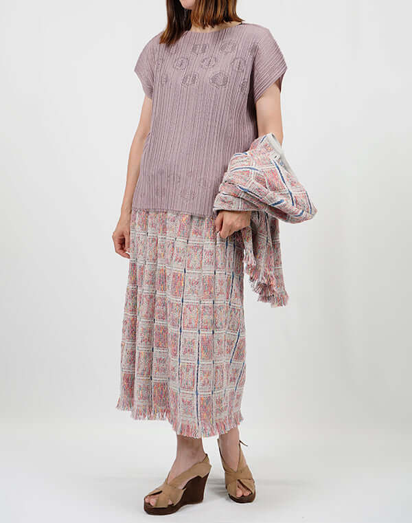 
                  
                    Load image into Gallery viewer, プリーツニットレースフレンチスリーブプルオーバー / BEH01113WA
                  
                