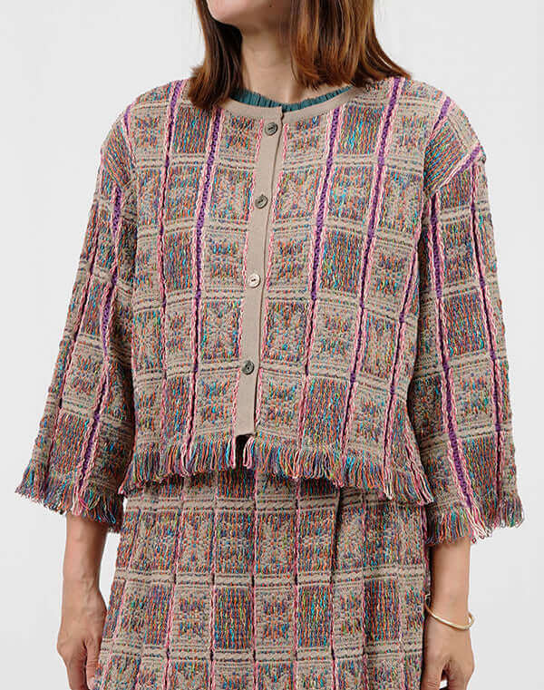 
                  
                    Load image into Gallery viewer, タイルインレイカーディガン / BEH01019WA
                  
                