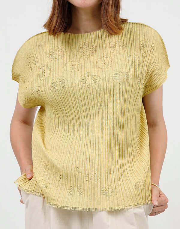 
                  
                    Load image into Gallery viewer, プリーツニットレースフレンチスリーブプルオーバー / BEH01113WA
                  
                