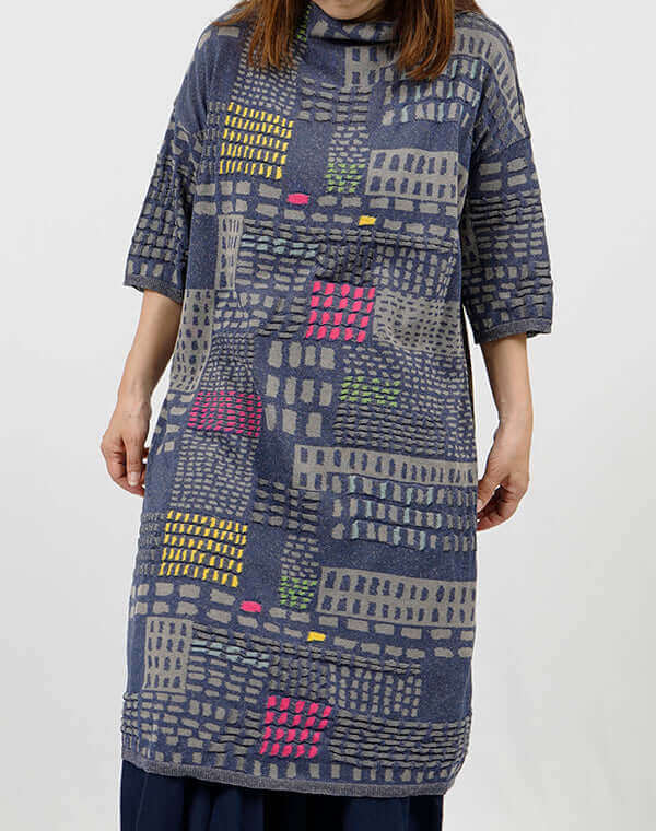 
                  
                    Load image into Gallery viewer, ステッチインターシャワンピース / BEH01023WA
                  
                