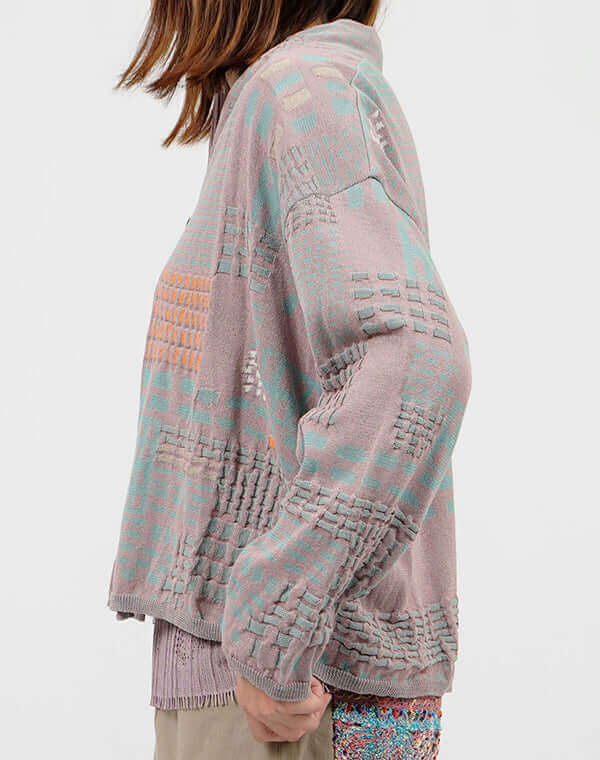 
                  
                    Load image into Gallery viewer, ステッチインターシャカーディガン / BEH01024WA
                  
                