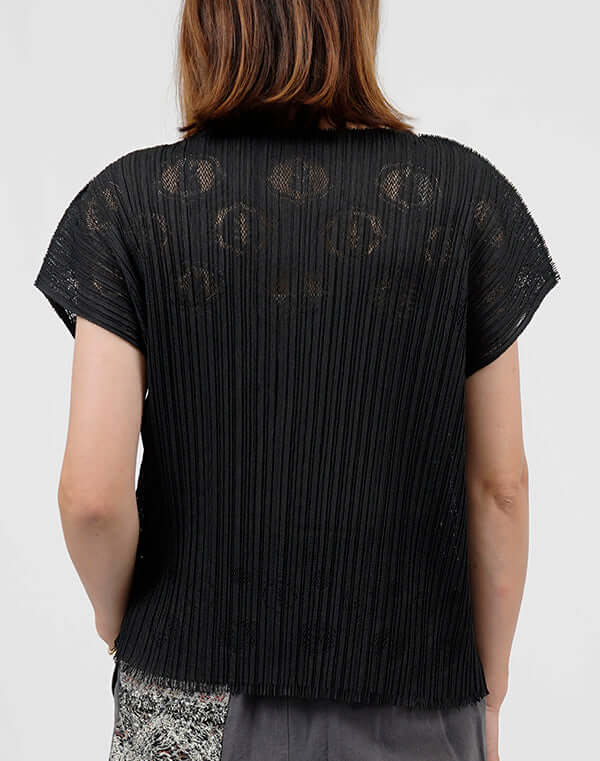 
                  
                    Load image into Gallery viewer, プリーツニットレースフレンチスリーブプルオーバー / BEH01113WA
                  
                