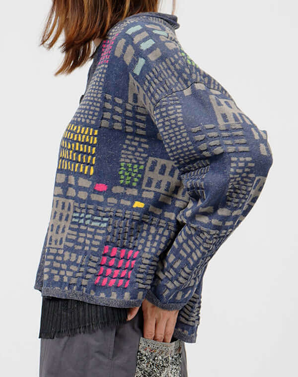 
                  
                    Load image into Gallery viewer, ステッチインターシャカーディガン / BEH01024WA
                  
                