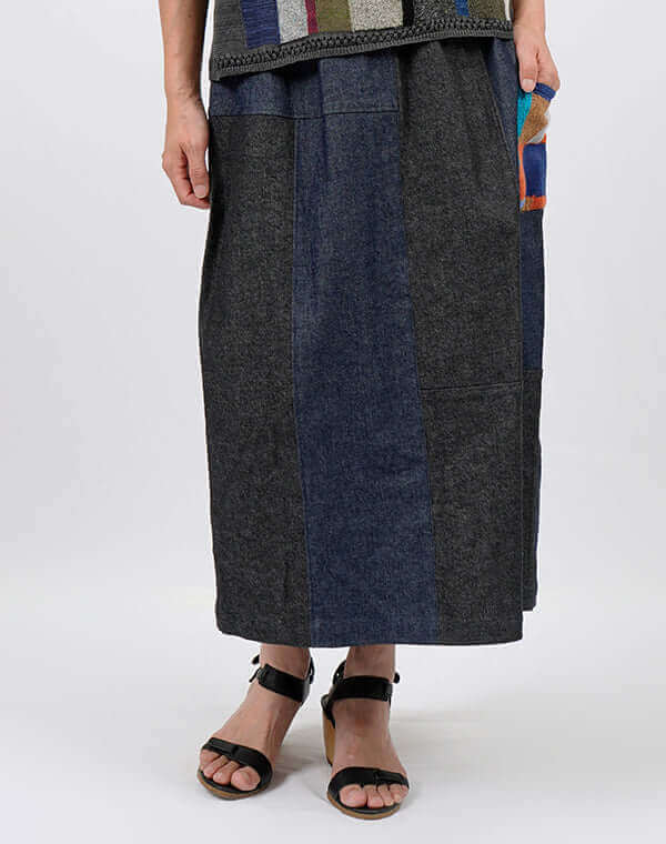 
                  
                    Load image into Gallery viewer, デニムパッチワークスカート / BEH01085WA
                  
                