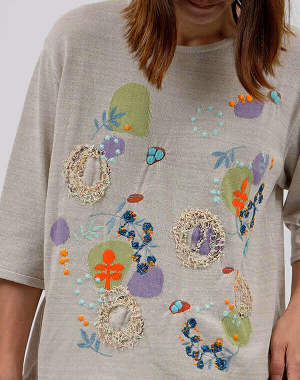 
                  
                    Load image into Gallery viewer, あわ刺繍プルオーバー / BEH01011WA
                  
                