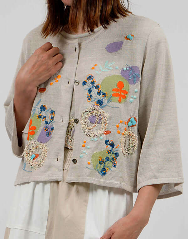 
                  
                    Load image into Gallery viewer, あわ刺繍カーディガン / BEH01013WA
                  
                