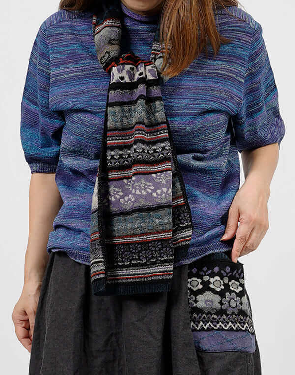 
                  
                    Load image into Gallery viewer, 花畑ジャカードニットストール / BEH01007WA
                  
                