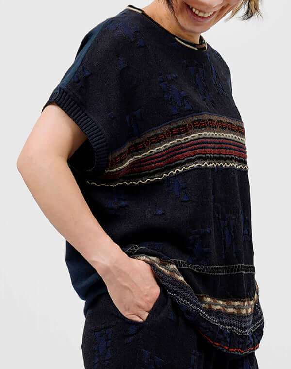 
                  
                    Load image into Gallery viewer, 綿麻ジャージーニットドッキングベスト / BEH07070WA
                  
                