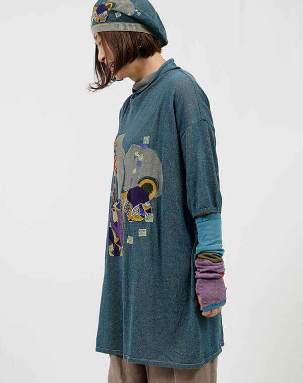 
                  
                    Load image into Gallery viewer, メシィカフェ柄刺繍入りチュニック / BEH07009WA
                  
                