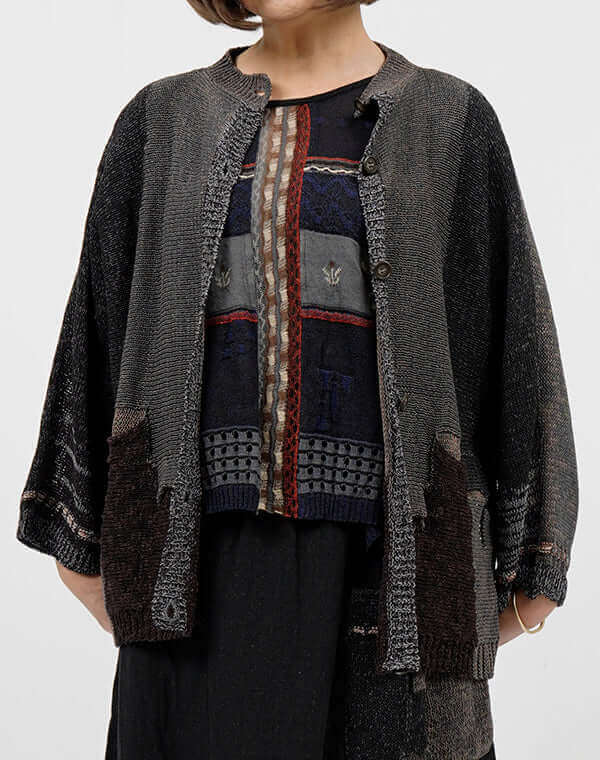 
                  
                    Load image into Gallery viewer, ミックスポケット柄カーディガン / BEH07021WA
                  
                