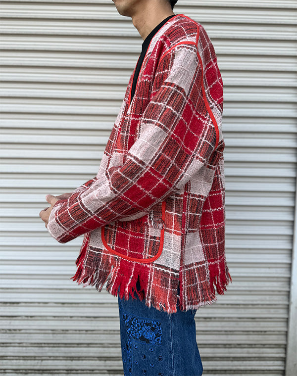 
                  
                    Load image into Gallery viewer, Fringe Cardigan - Wool Plaid / 307332252001
                  
                