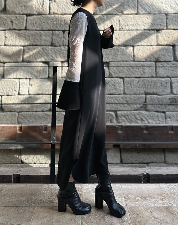 
                  
                    Load image into Gallery viewer, Triacetate Georgette Floral Embroidery Sleeve Classic Dress / 303165252005
                  
                