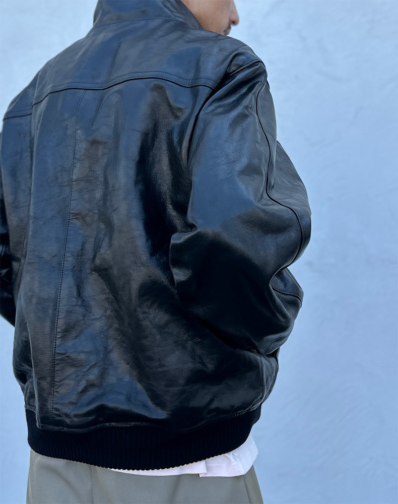 
                  
                    Load image into Gallery viewer, LAMB LEATHER ZIP BLOUSON / 313192252002
                  
                