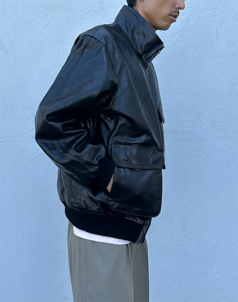 
                  
                    Load image into Gallery viewer, LAMB LEATHER ZIP BLOUSON / 313192252002
                  
                