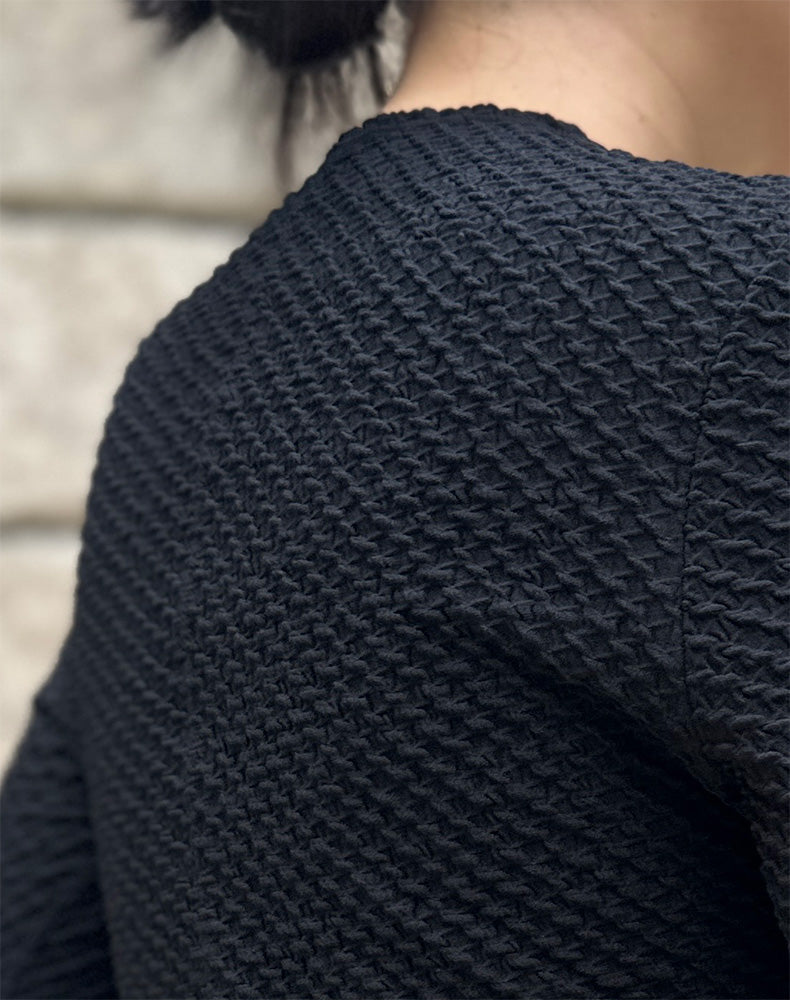 
                  
                    Load image into Gallery viewer, Shirring Jersey Jacquard Long Sleeve Top / 301165252003
                  
                