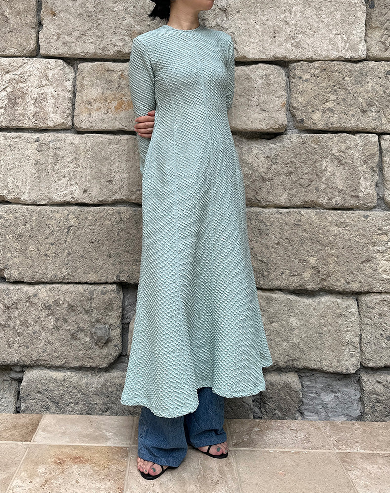 
                  
                    Load image into Gallery viewer, Shirring Jersey Jacquard Dress / 303165252002
                  
                