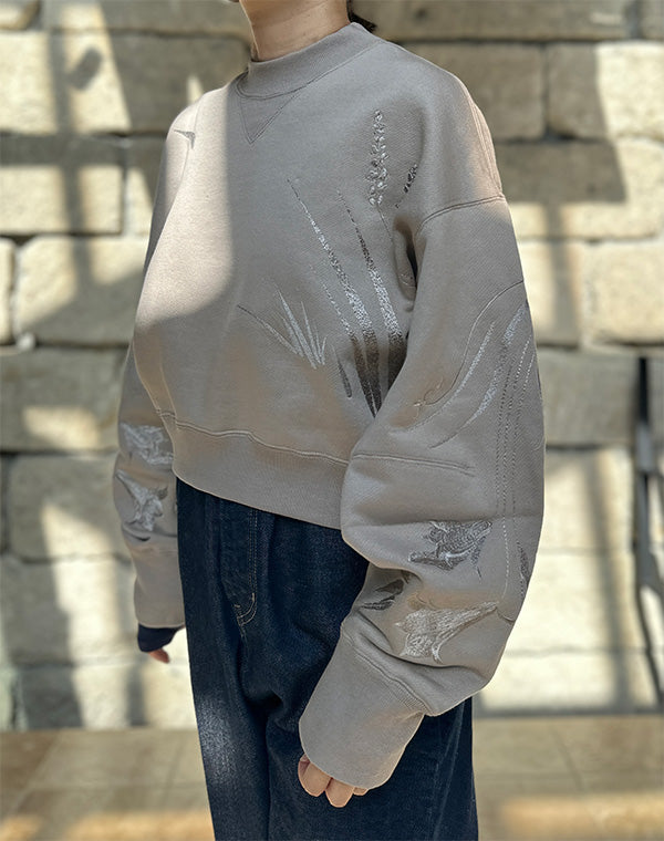 
                  
                    Load image into Gallery viewer, Floral Motif Embroidered Sweatshirts / 305165252001
                  
                