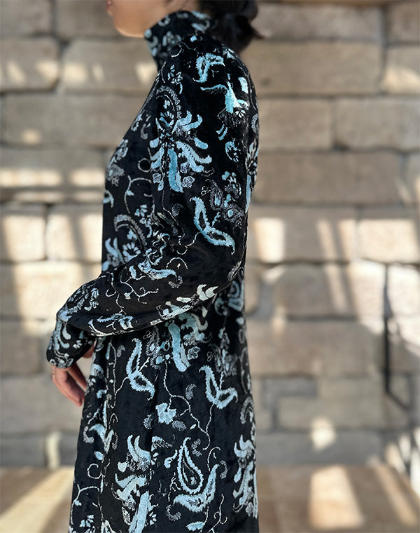 
                  
                    Load image into Gallery viewer, Velour Jersey High Neck Dress / 303165252004
                  
                