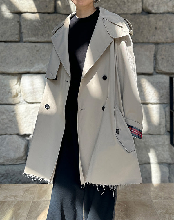 
                  
                    Load image into Gallery viewer, Cotton Short Trench Coat / 314342252001
                  
                