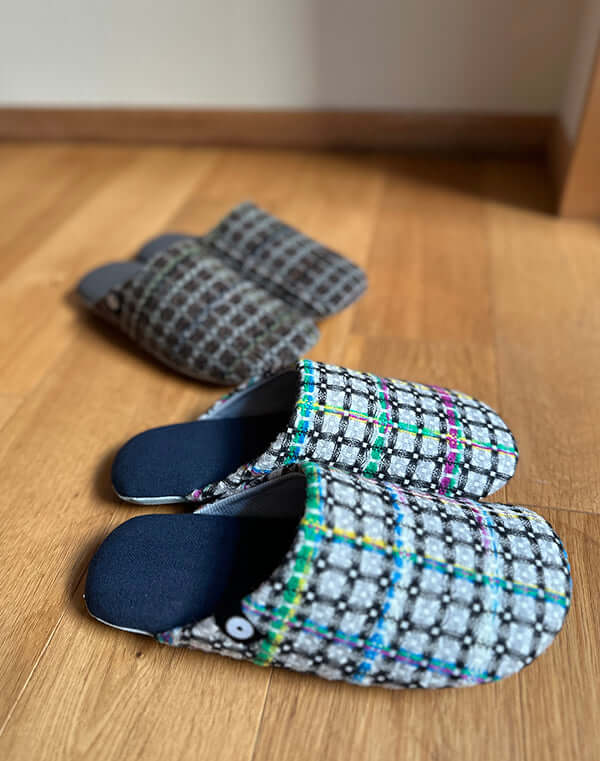 
                  
                    Load image into Gallery viewer, 【再入荷】《ABE HOME SHOES×GEA》綿麻Comfity オリジナルスリッパ - チェック / 903483253004
                  
                