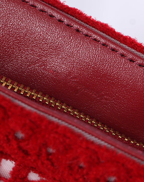 
                  
                    Load image into Gallery viewer, Cording Embroidery Pouch With Leather Strap / 335165252001
                  
                