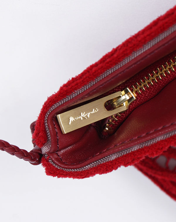 
                  
                    Load image into Gallery viewer, Cording Embroidery Pouch With Leather Strap / 335165252001
                  
                