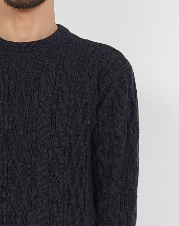 
                  
                    Load image into Gallery viewer, SHION ミドルゲージ ケーブルセーター / JJA19502UB
                  
                