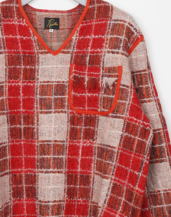 
                  
                    Load image into Gallery viewer, Fringe V-Neck Shirt - Wool Plaid / 312332252001
                  
                