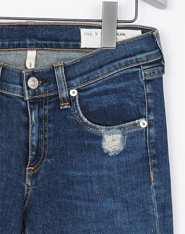 
                  
                    Load image into Gallery viewer, rag &amp;amp; bone - Blue Skinny Denim Distressed Jeans Pants / 401304151003A
                  
                