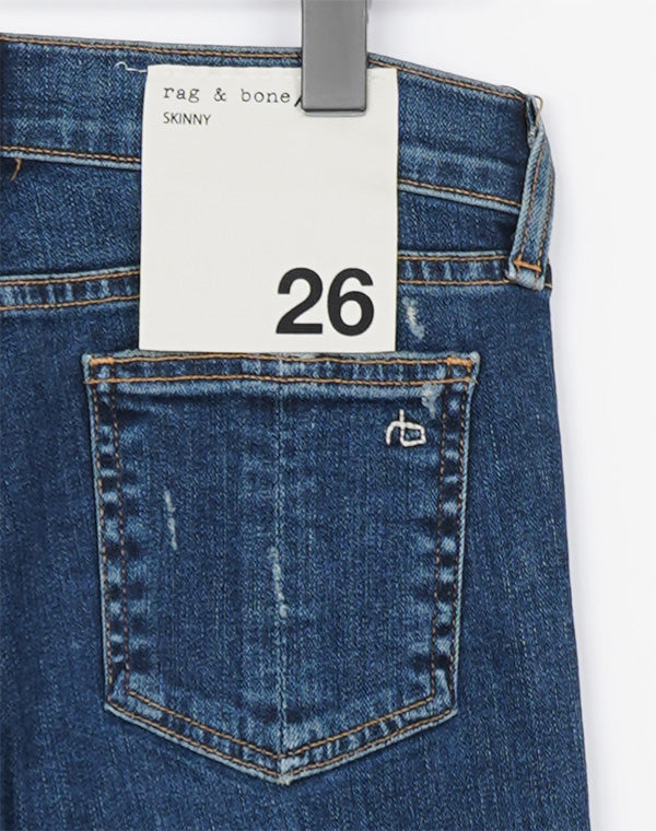 
                  
                    Load image into Gallery viewer, rag &amp;amp; bone - Blue Skinny Denim Distressed Jeans Pants / 401304151003A
                  
                