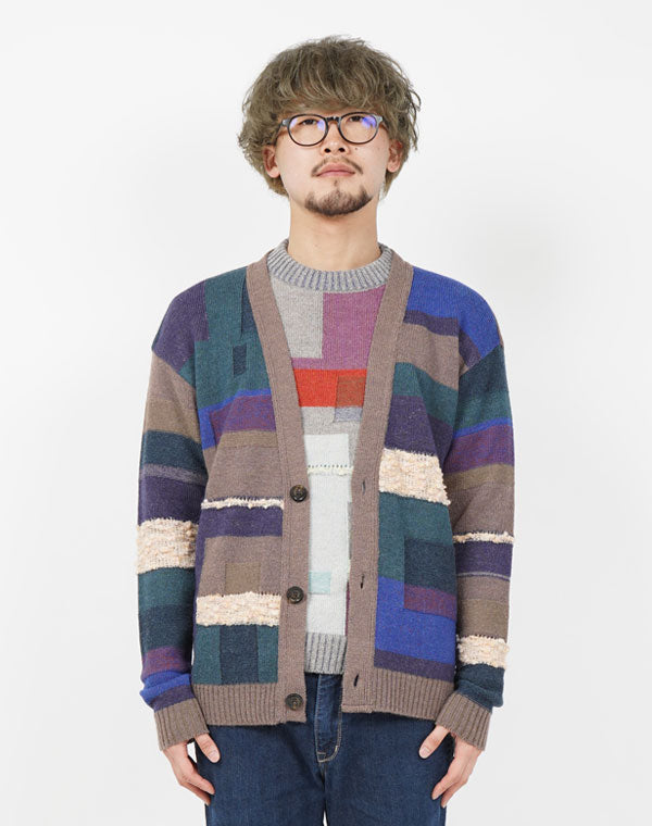 
                  
                    Load image into Gallery viewer, Block Pattern Fancy Cardigan / KBAF356M
                  
                