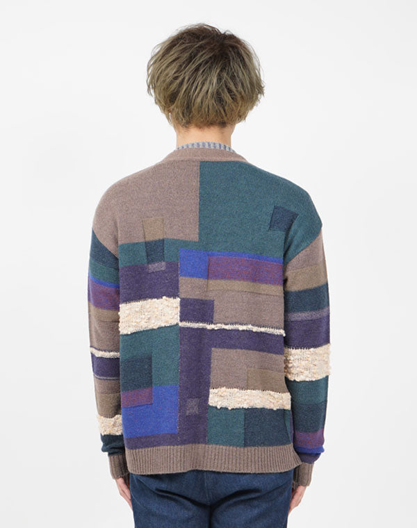 
                  
                    Load image into Gallery viewer, Block Pattern Fancy Cardigan / KBAF356M
                  
                